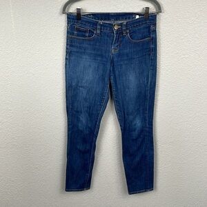 J Crew Toothpick Ankle Jeans Low Mid Rise Denim Medium Dark Wash Sz 27